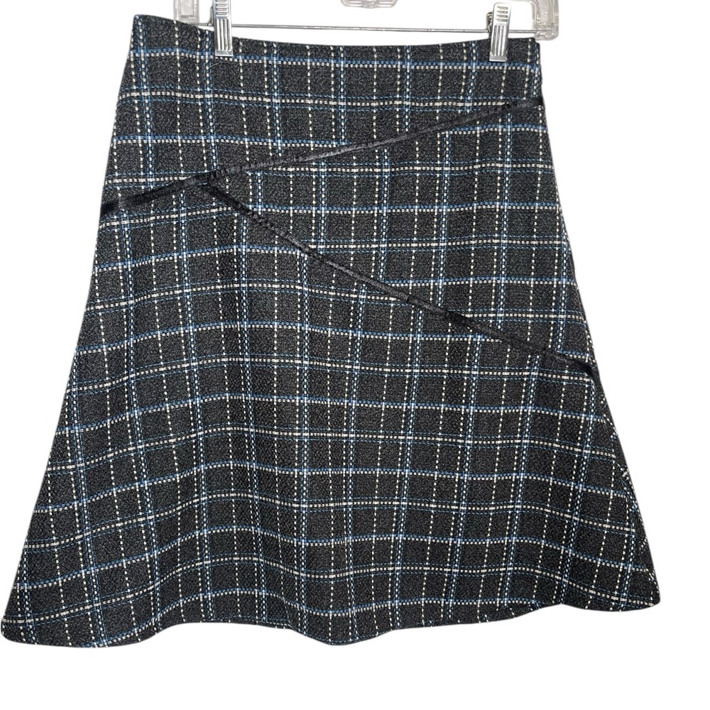 Mineola skirt size medium grey $ turquoise plaid will A-line skirt PERFECT 🩵🩶